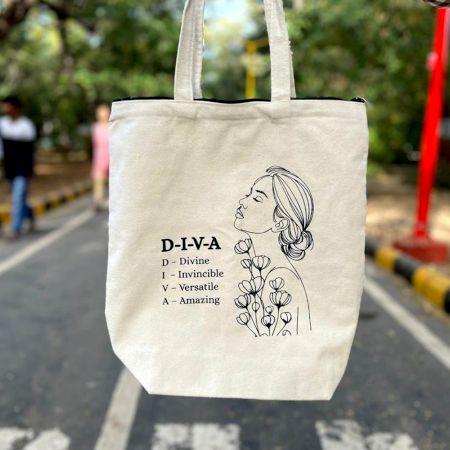 DIVA Line Art Cotton Tote Bag